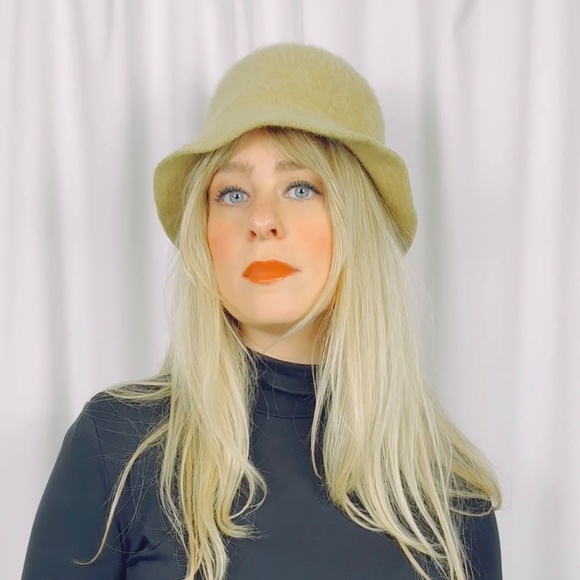 Vintage Normandy France Rabbit Fur and Wool Bucket Hat in Tan Brown - Picture 2 of 9